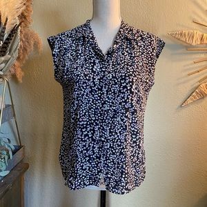 Rebecca Taylor floral print sleeveless blouse L